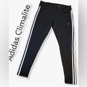 Adidas Climalite Women's Black & White Stripes Back Calves Leggings